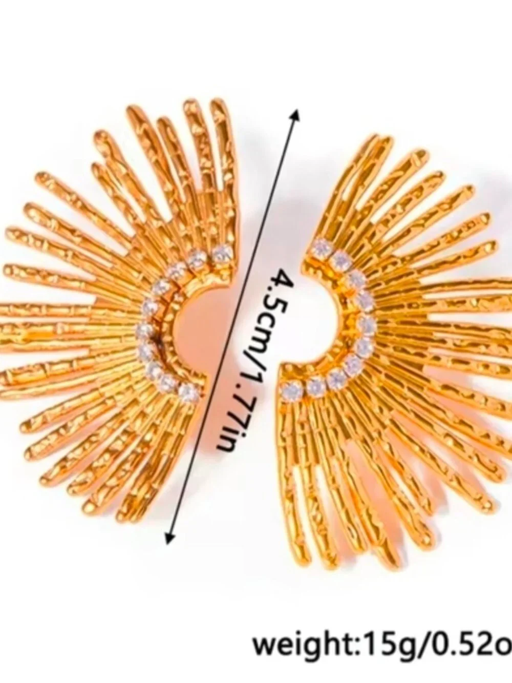 Radiant Gold Sunburst Earrings with Crystal Accents